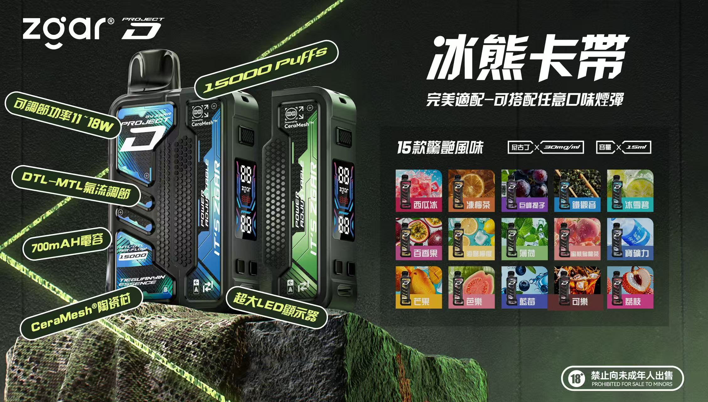 【加購 $100 即贈主機福利】 冰熊 Zgar 15000 15ml豪邁規格重塑拋棄式續航巔峰 LED 實時顯示黑科技徹底擊碎斷油焦慮 台灣現貨秒發:圖片 3